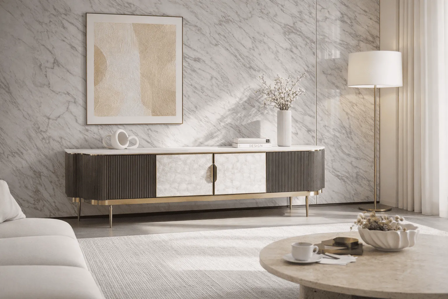 TV spintelė STILI, grafito, 200x40x52 cm