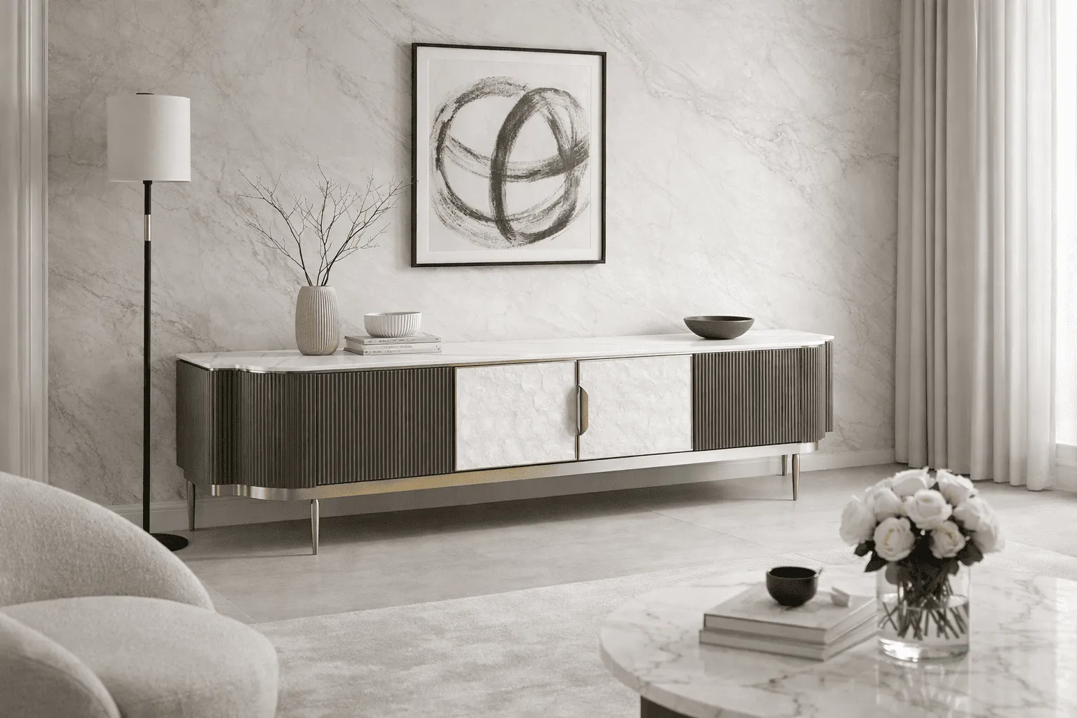 TV spintelė STILI, grafito, 200x40x52 cm