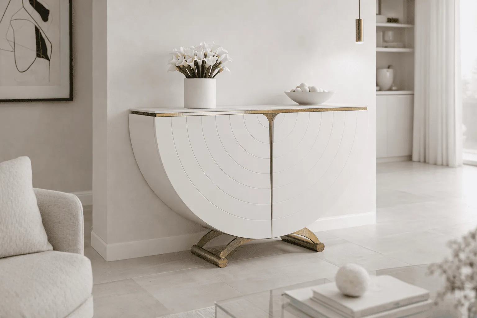 Spintelė STILI, off-white, 140x35x86 cm