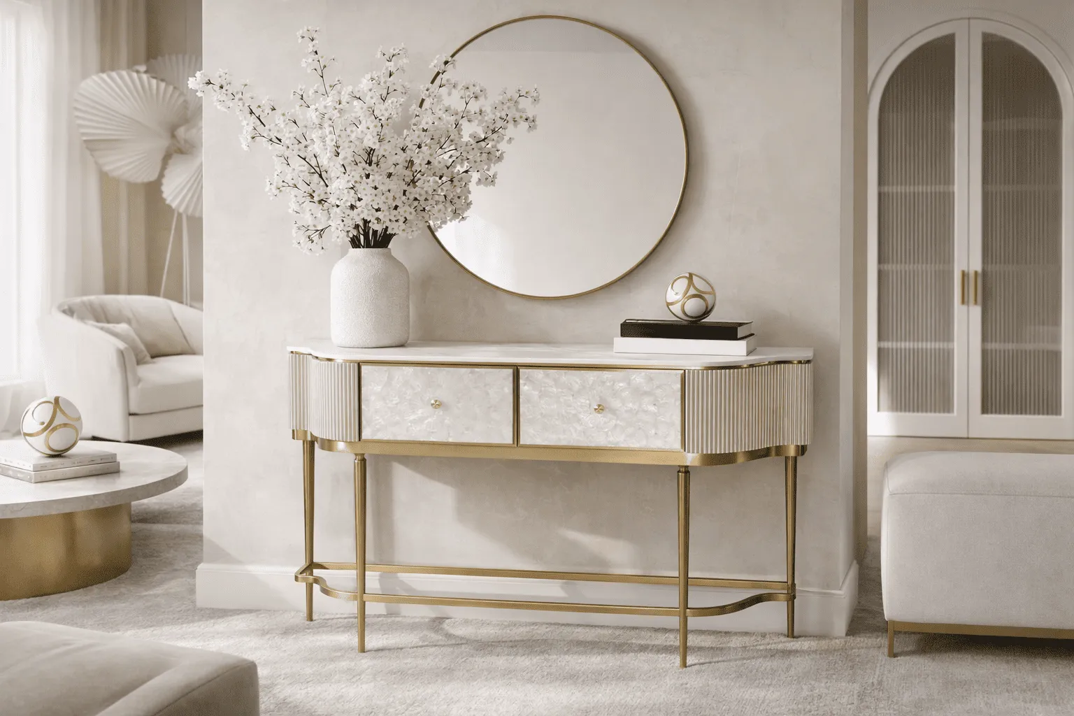 Konsolė STILI, aukso, 140x35x86 cm