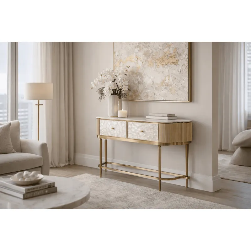 Konsolė STILI, aukso, 140x35x86 cm