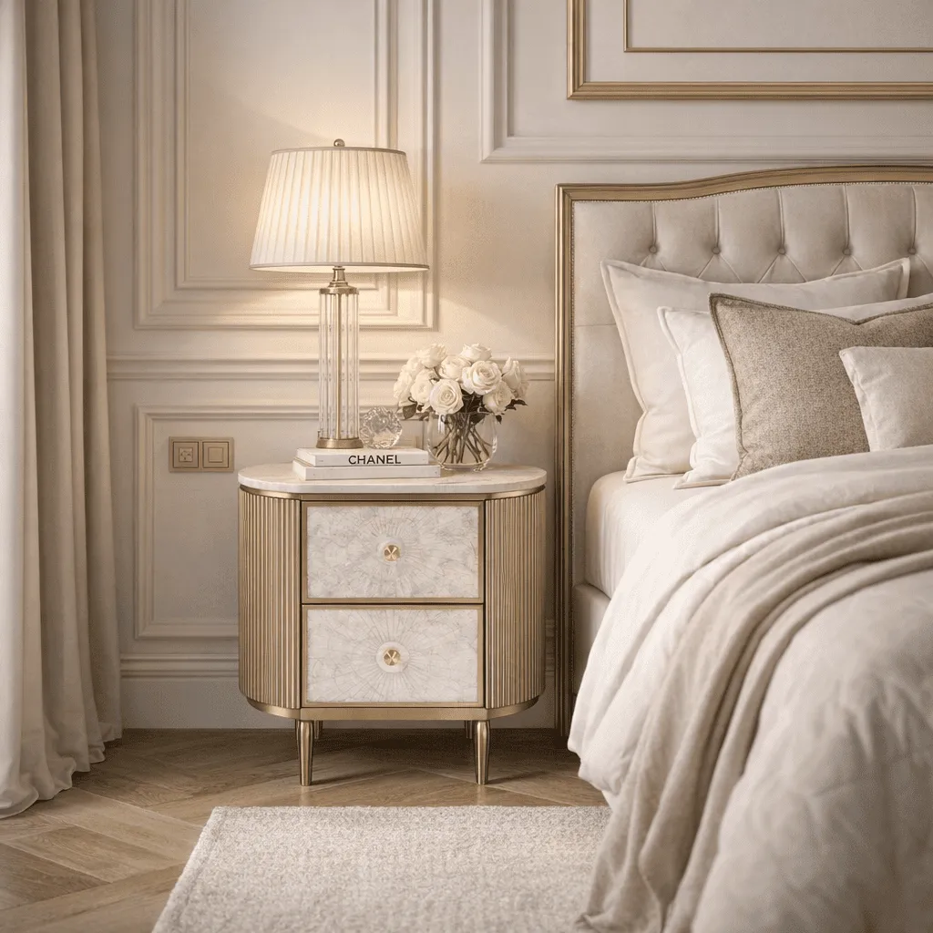 Naktinis staliukas STILI, aukso, 55x40x55 cm