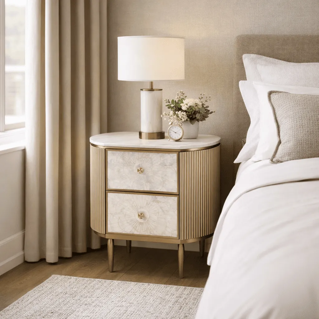 Naktinis staliukas STILI, aukso, 55x40x55 cm