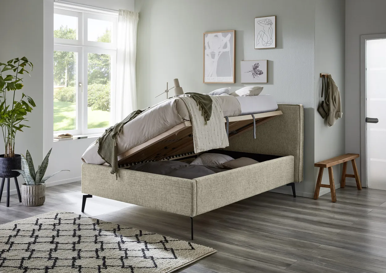 Lova 140/160/180 cm RIVO su patalynės dėže, iriso