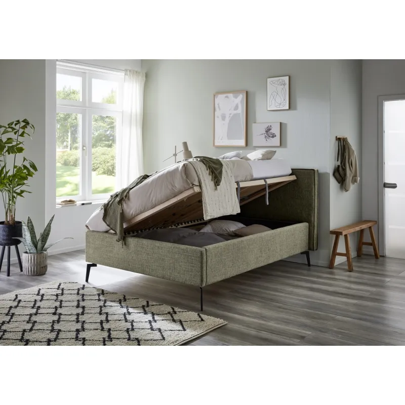 Lova 140/160/180 cm RIVO su patalynės dėže, alyvuogių