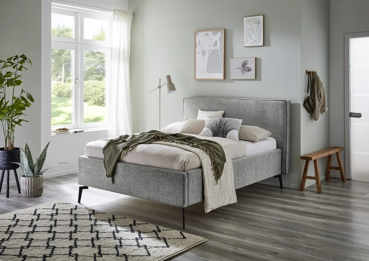 Lova 140/160/180 cm RIVO su patalynės dėže, pilka