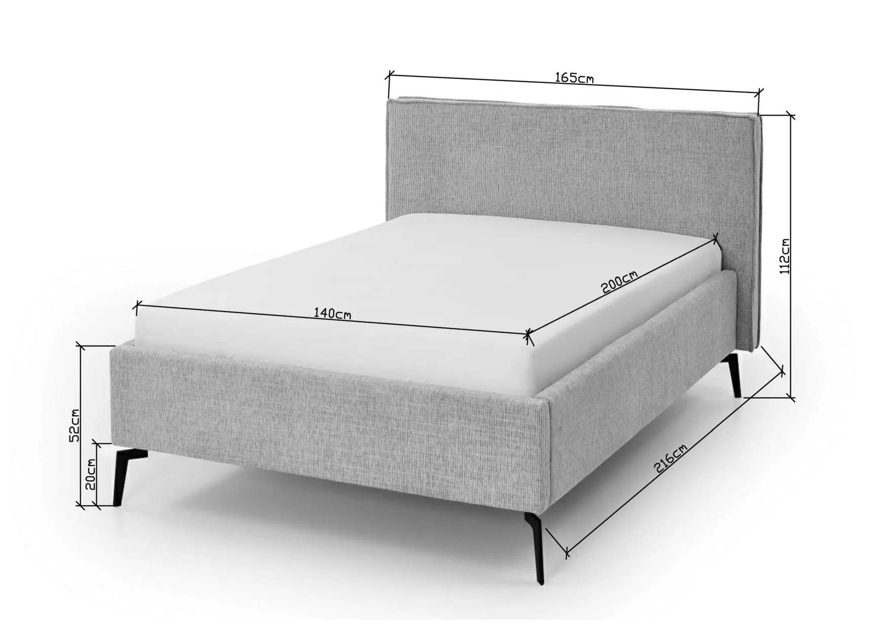 Lova 140/160/180 cm RIVO su patalynės dėže, pilka