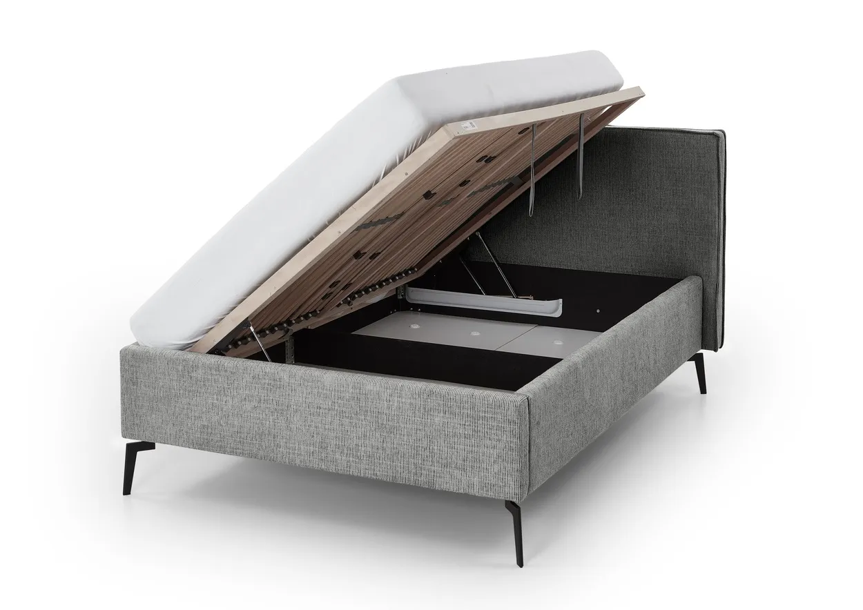 Lova 140/160/180 cm RIVO su patalynės dėže, pilka