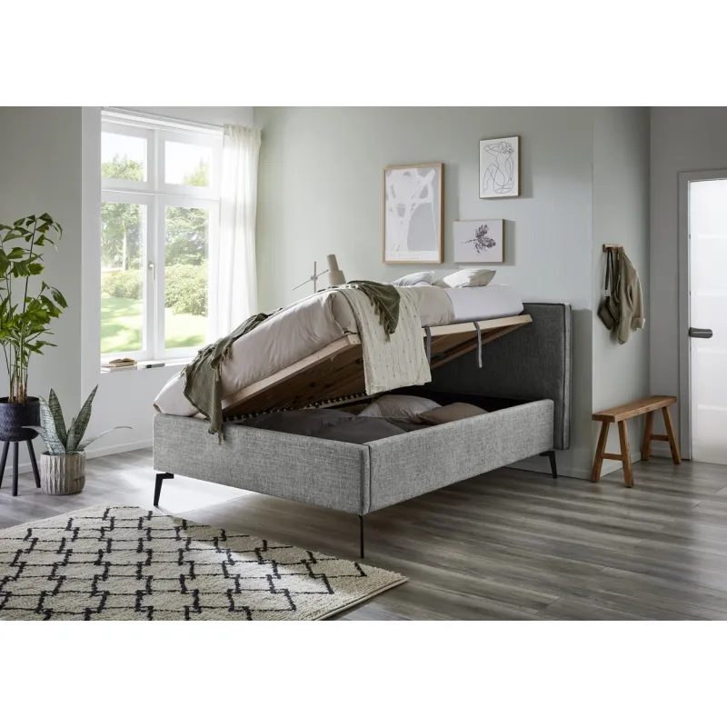Lova 140/160/180 cm RIVO su patalynės dėže, pilka