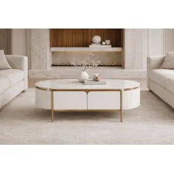 Žurnalinis staliukas STILI, baltas ecru, 122x71x45 cm