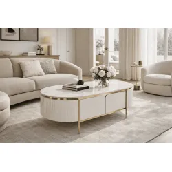 Žurnalinis staliukas STILI, baltas ecru, 122x71x45 cm