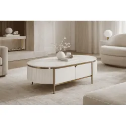 Žurnalinis staliukas STILI, baltas ecru, 122x71x45 cm