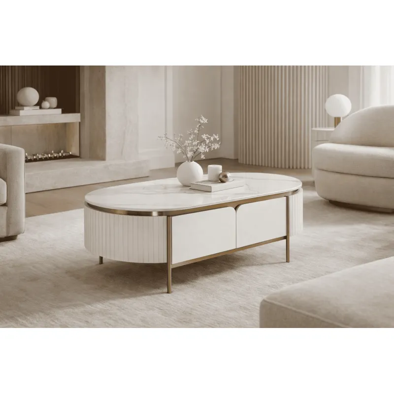 Žurnalinis staliukas STILI, baltas ecru, 122x71x45 cm