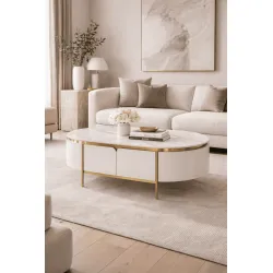 Žurnalinis staliukas STILI, baltas ecru, 122x71x45 cm