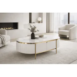 Žurnalinis staliukas STILI, baltas ecru, 122x71x45 cm