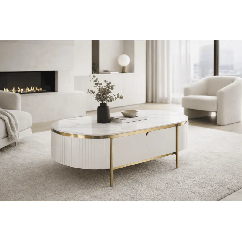 Žurnalinis staliukas STILI, baltas ecru, 122x71x45 cm