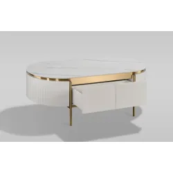 Žurnalinis staliukas STILI, baltas ecru, 122x71x45 cm