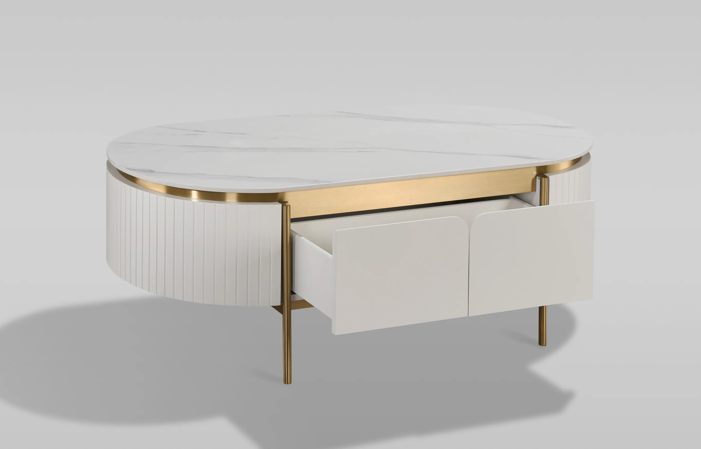 Žurnalinis staliukas STILI, baltas ecru, 122x71x45 cm