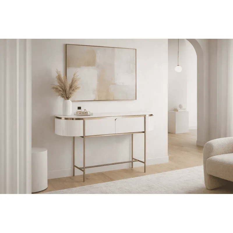 Konsolė STILI, balta ecru, 140x35x86 cm