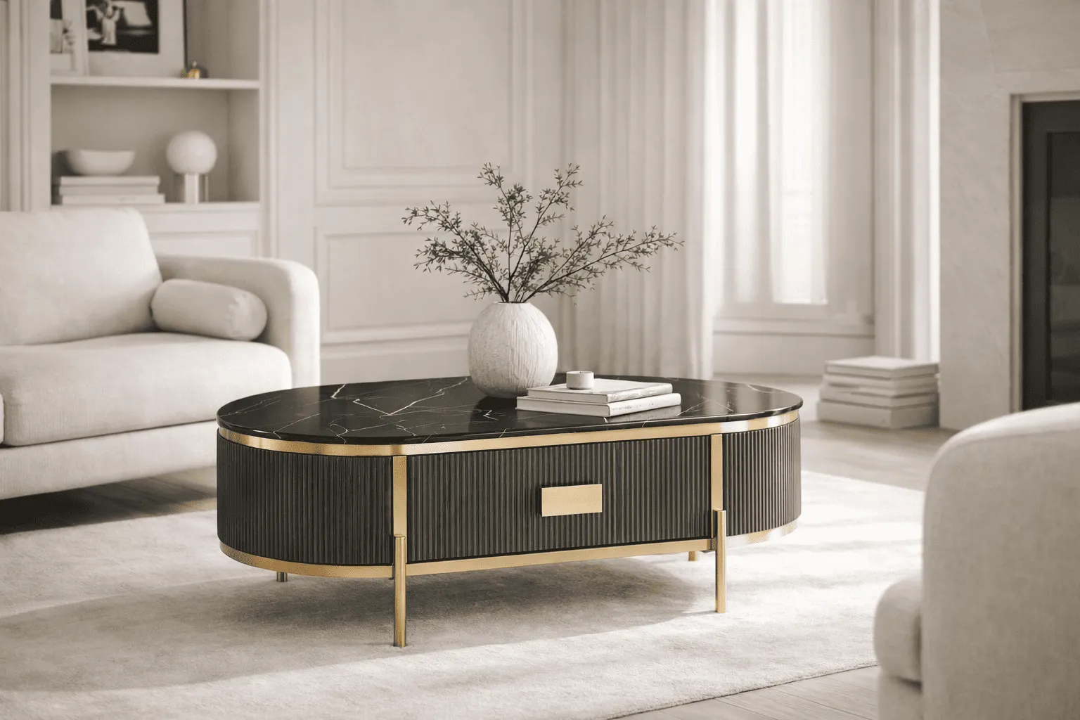 Žurnalinis-kavos staliukas STILI, grafito, 124x71x48 cm