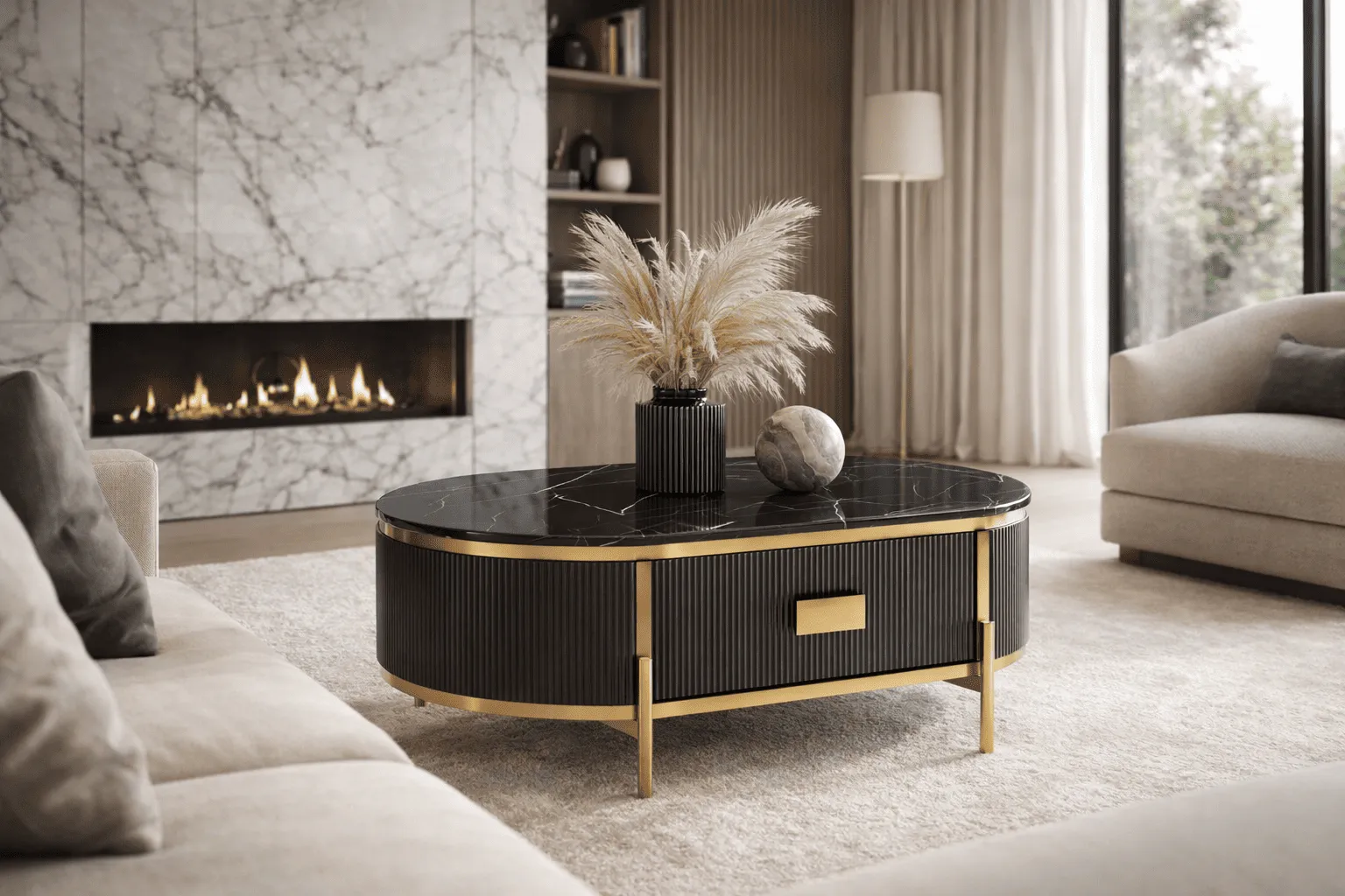 Žurnalinis-kavos staliukas STILI, grafito, 124x71x48 cm