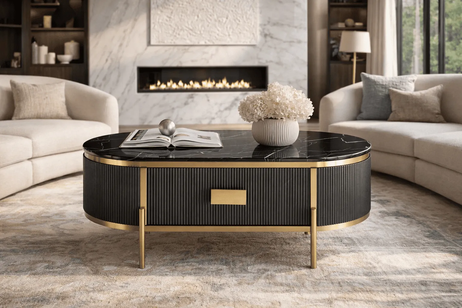 Žurnalinis-kavos staliukas STILI, grafito, 124x71x48 cm