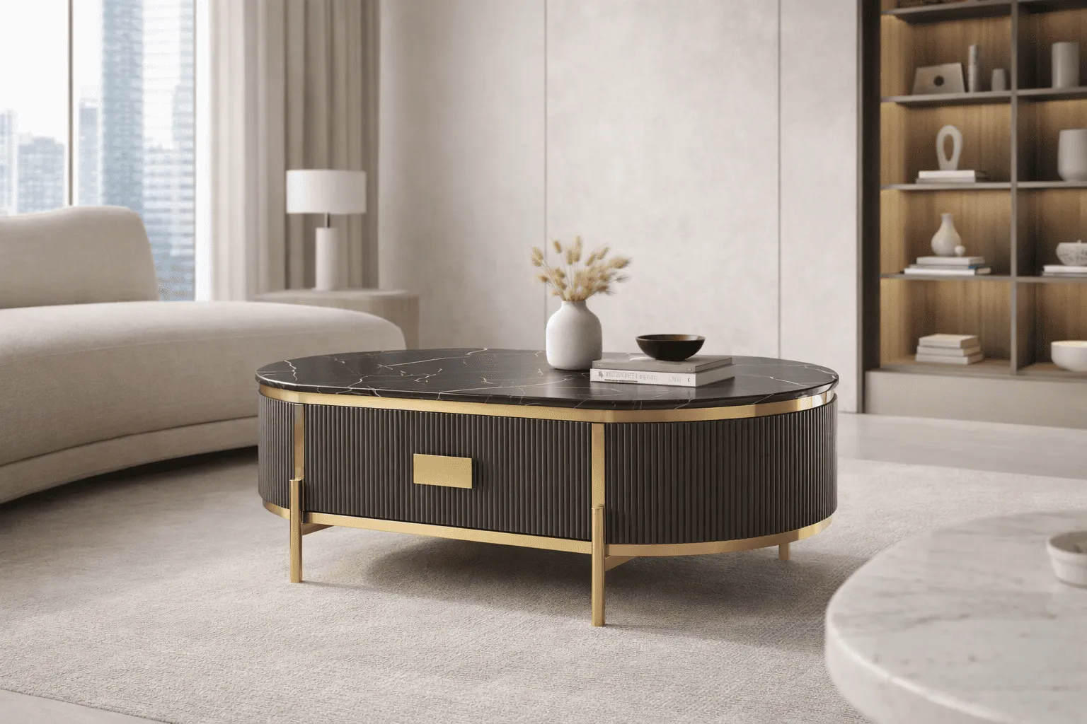 Žurnalinis-kavos staliukas STILI, grafito, 124x71x48 cm