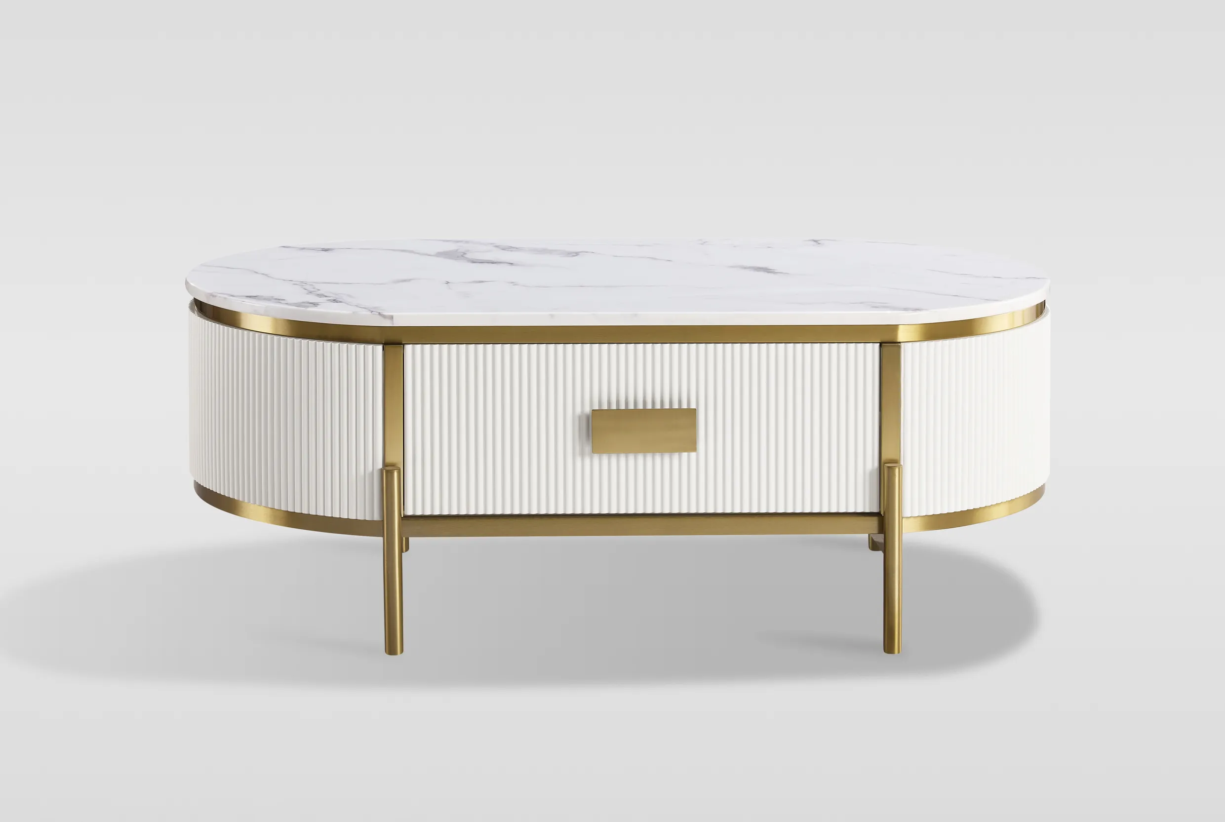 Žurnalinis-kavos staliukas STILI, baltas ecru, 124x71x48 cm