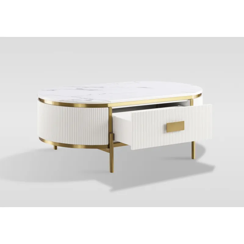 Žurnalinis-kavos staliukas STILI, baltas ecru, 124x71x48 cm