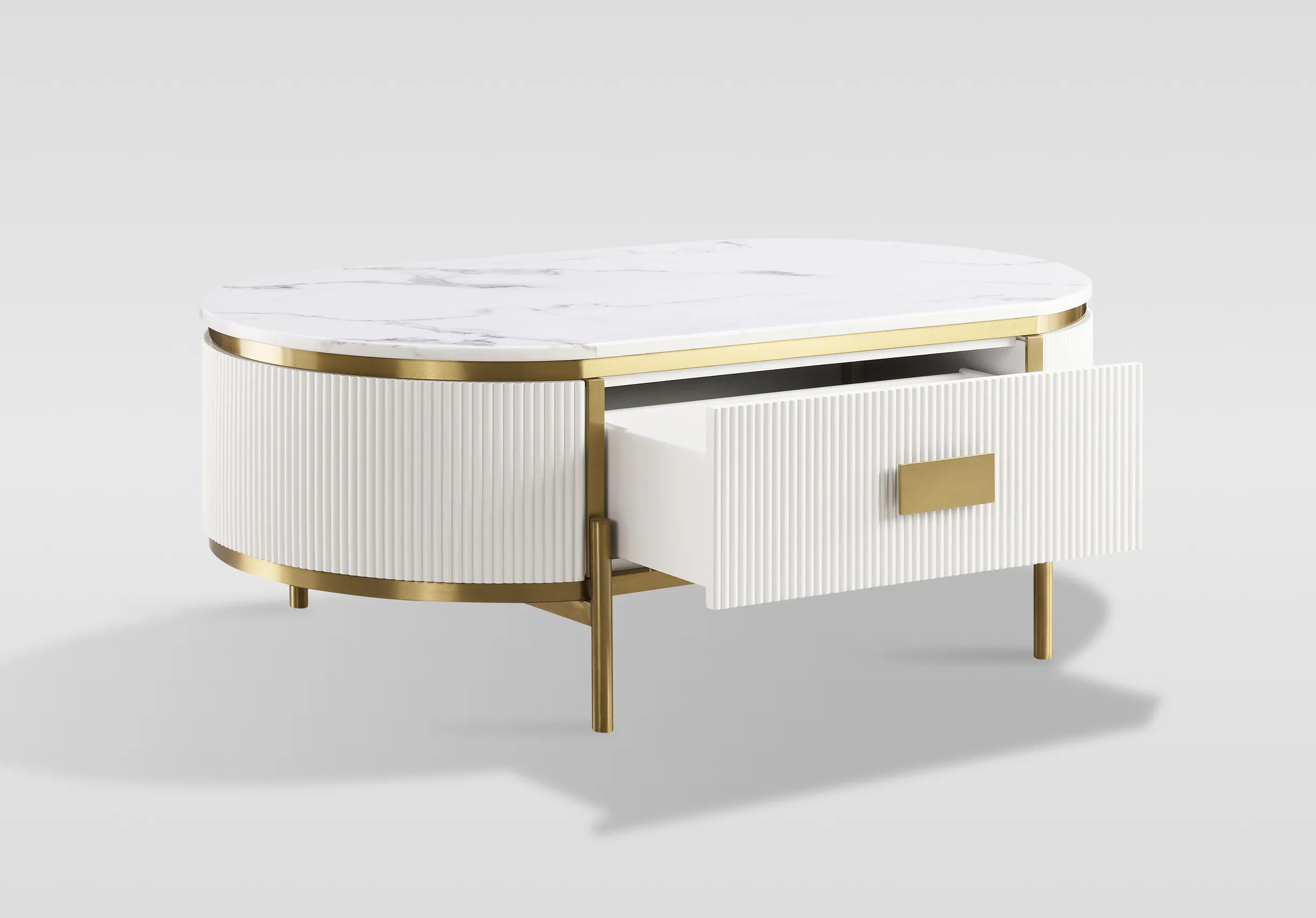 Žurnalinis-kavos staliukas STILI, baltas ecru, 124x71x48 cm