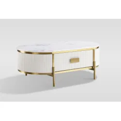 Žurnalinis-kavos staliukas STILI, baltas ecru, 124x71x48 cm