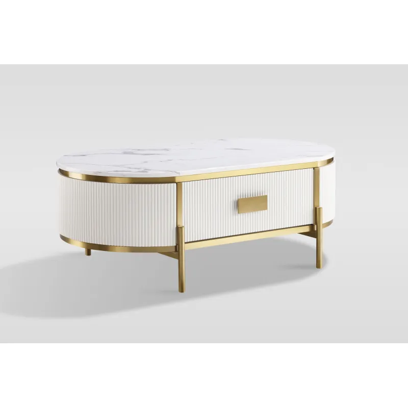 Žurnalinis-kavos staliukas STILI, baltas ecru, 124x71x48 cm