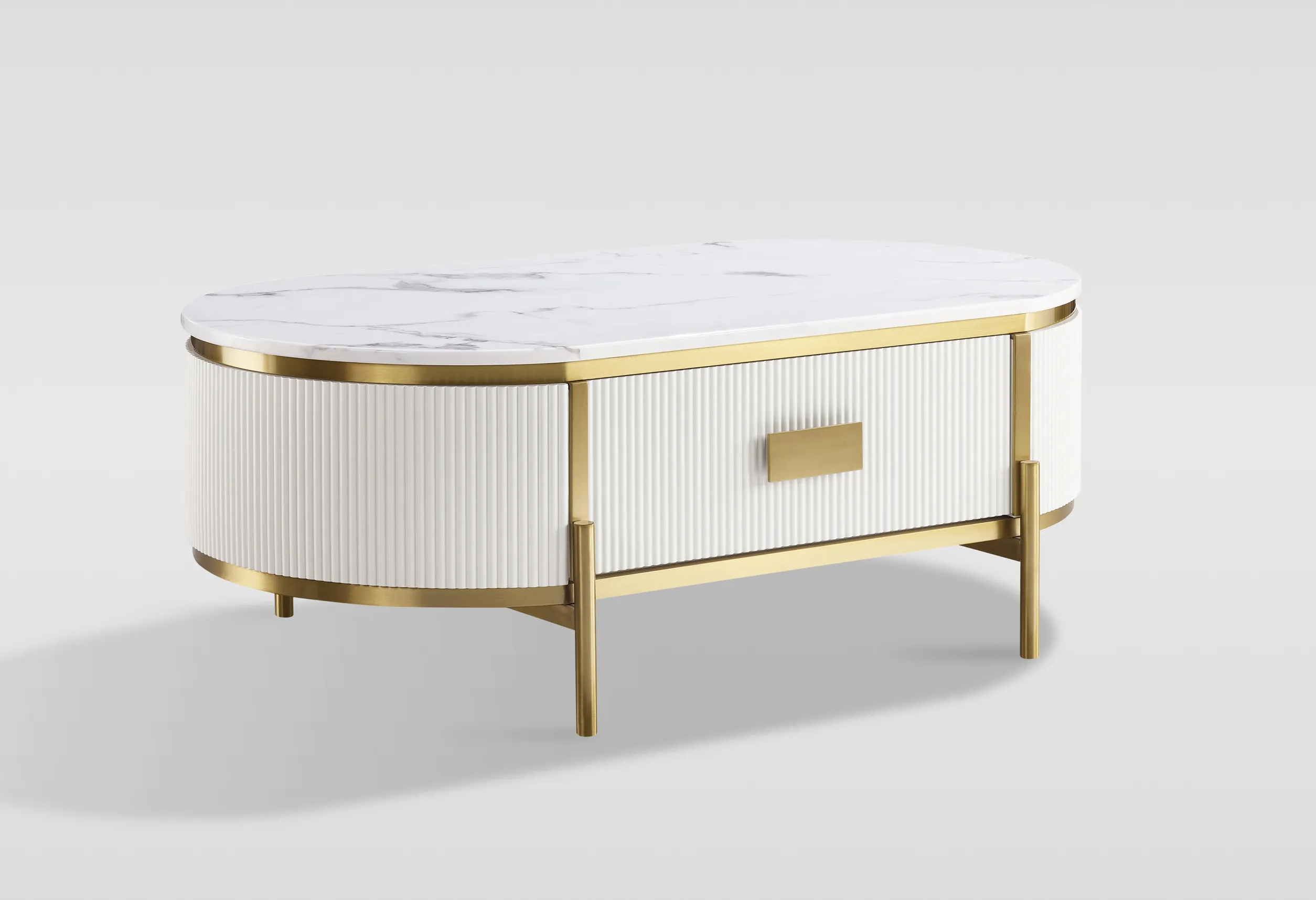 Žurnalinis-kavos staliukas STILI, baltas ecru, 124x71x48 cm