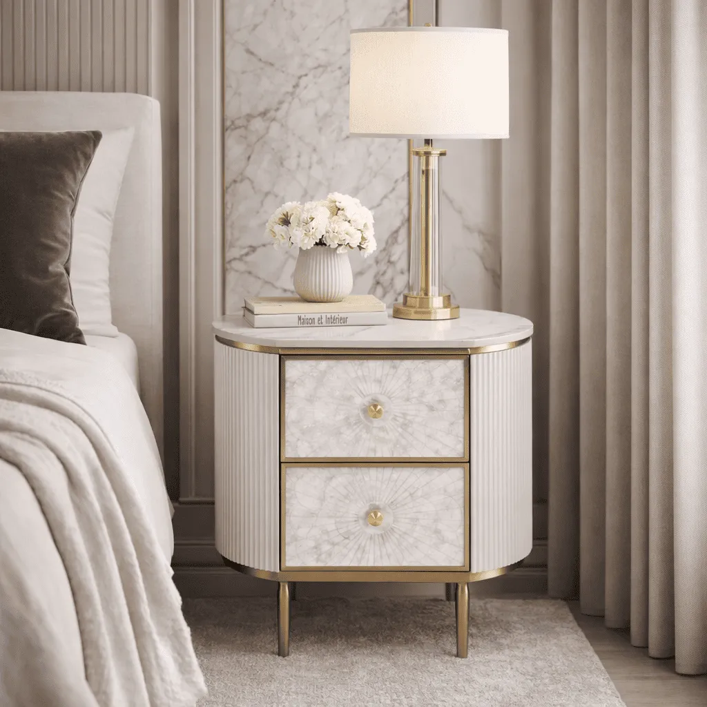 Naktinis staliukas STILI, off-white, 55x40x55 cm