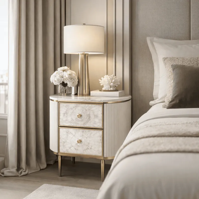 Naktinis staliukas STILI, off-white, 55x40x55 cm