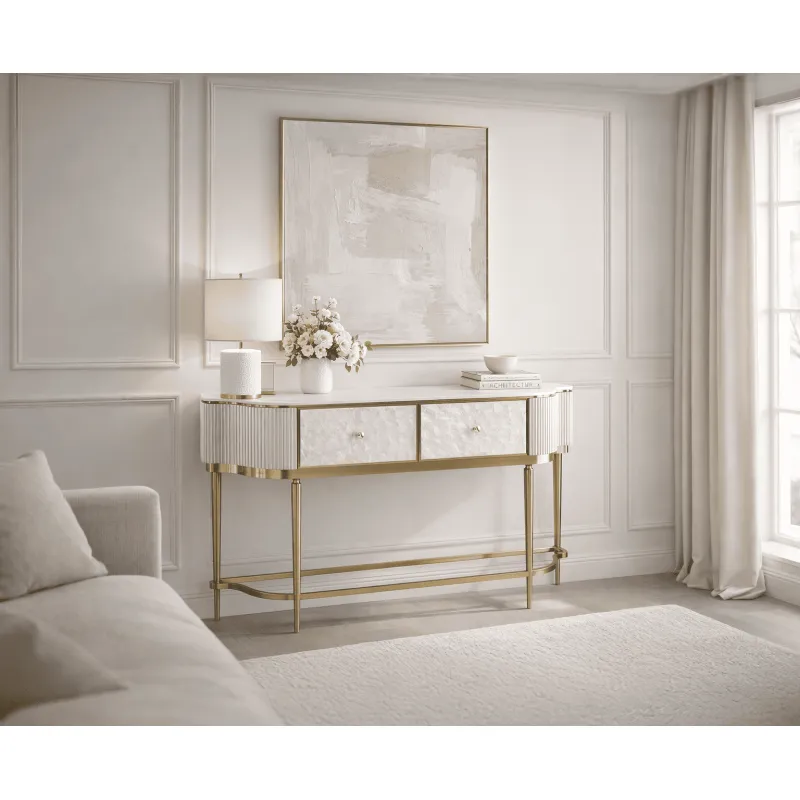 Konsolė STILI, off-white, 140x35x86 cm