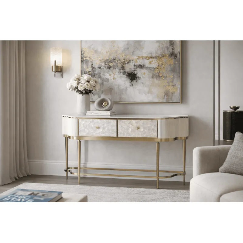 Konsolė STILI, off-white, 140x35x86 cm