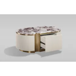 Žurnalinis-kavos staliukas STILI, balta-ecru, 122x60x45 cm