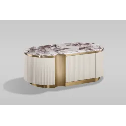 Žurnalinis-kavos staliukas STILI, balta-ecru, 122x60x45 cm