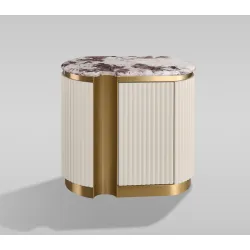 Naktinis staliukas STILI, kairinis, baltas ecru, 60x40x55 cm