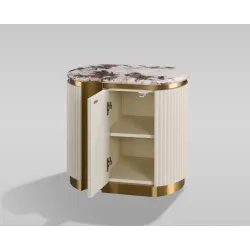 Naktinis staliukas STILI, kairinis, baltas ecru, 60x40x55 cm