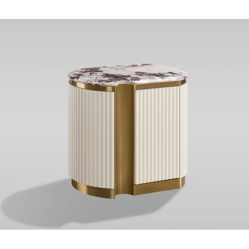 Naktinis staliukas STILI, kairinis, baltas ecru, 60x40x55 cm