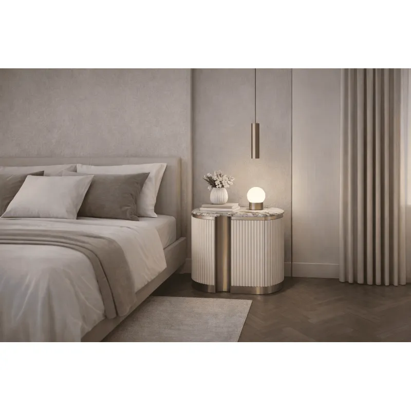 Naktinis staliukas STILI, kairinis, baltas ecru, 60x40x55 cm