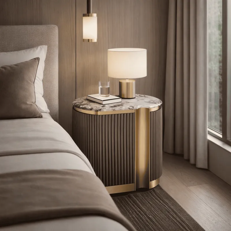 Naktinis staliukas STILI, dešininis, grafito, 60x40x55 cm