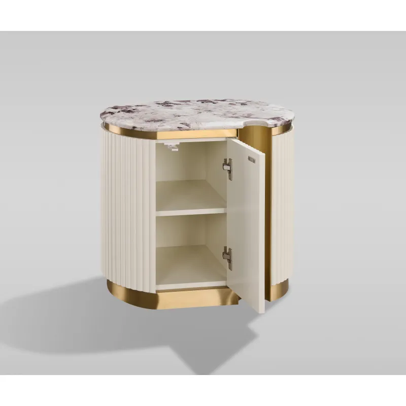 Naktinis staliukas STILI, dešininis, baltas ecru, 60x40x55 cm