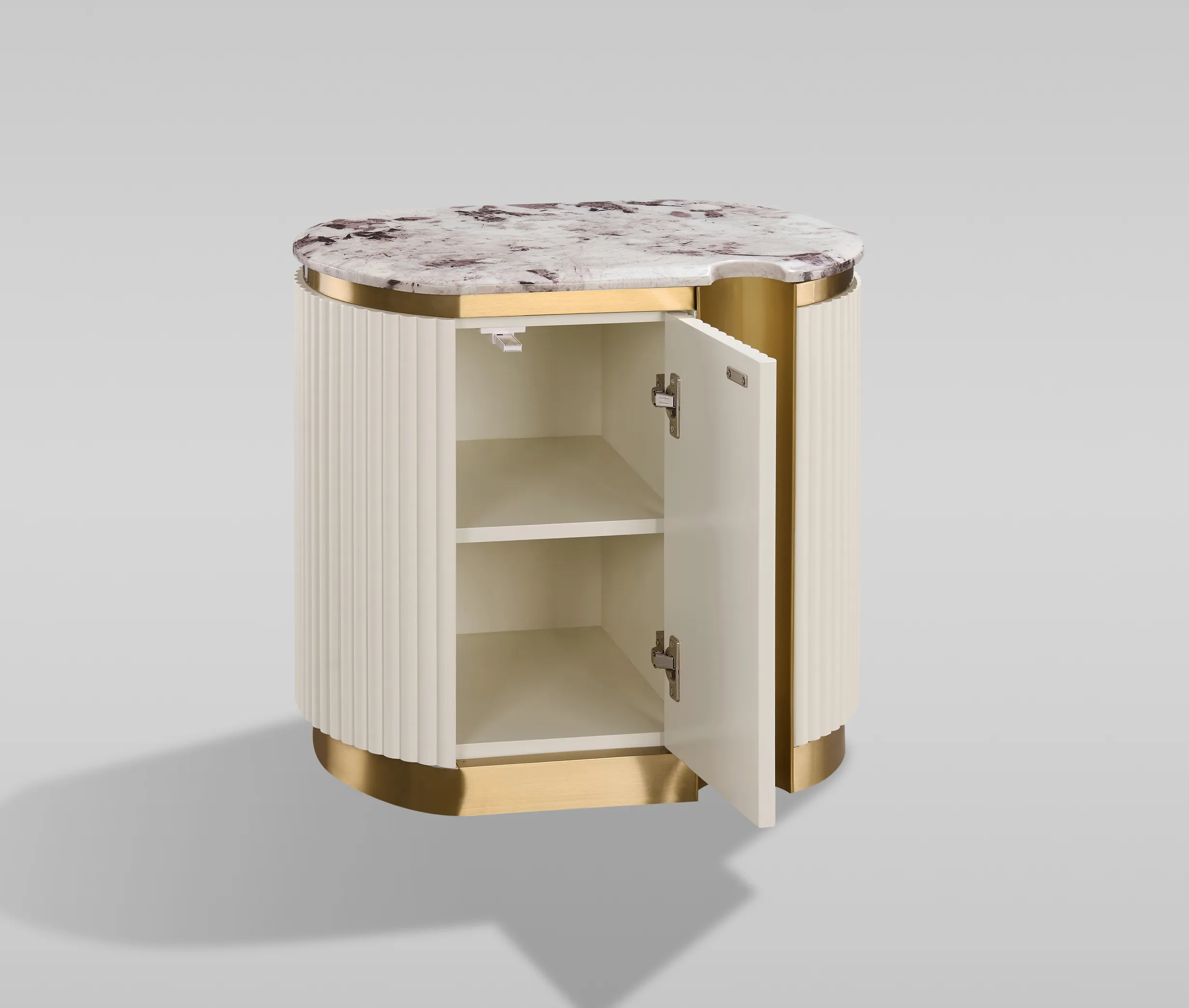 Naktinis staliukas STILI, dešininis, baltas ecru, 60x40x55 cm