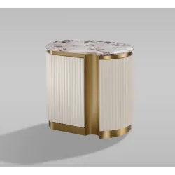 Naktinis staliukas STILI, dešininis, baltas ecru, 60x40x55 cm