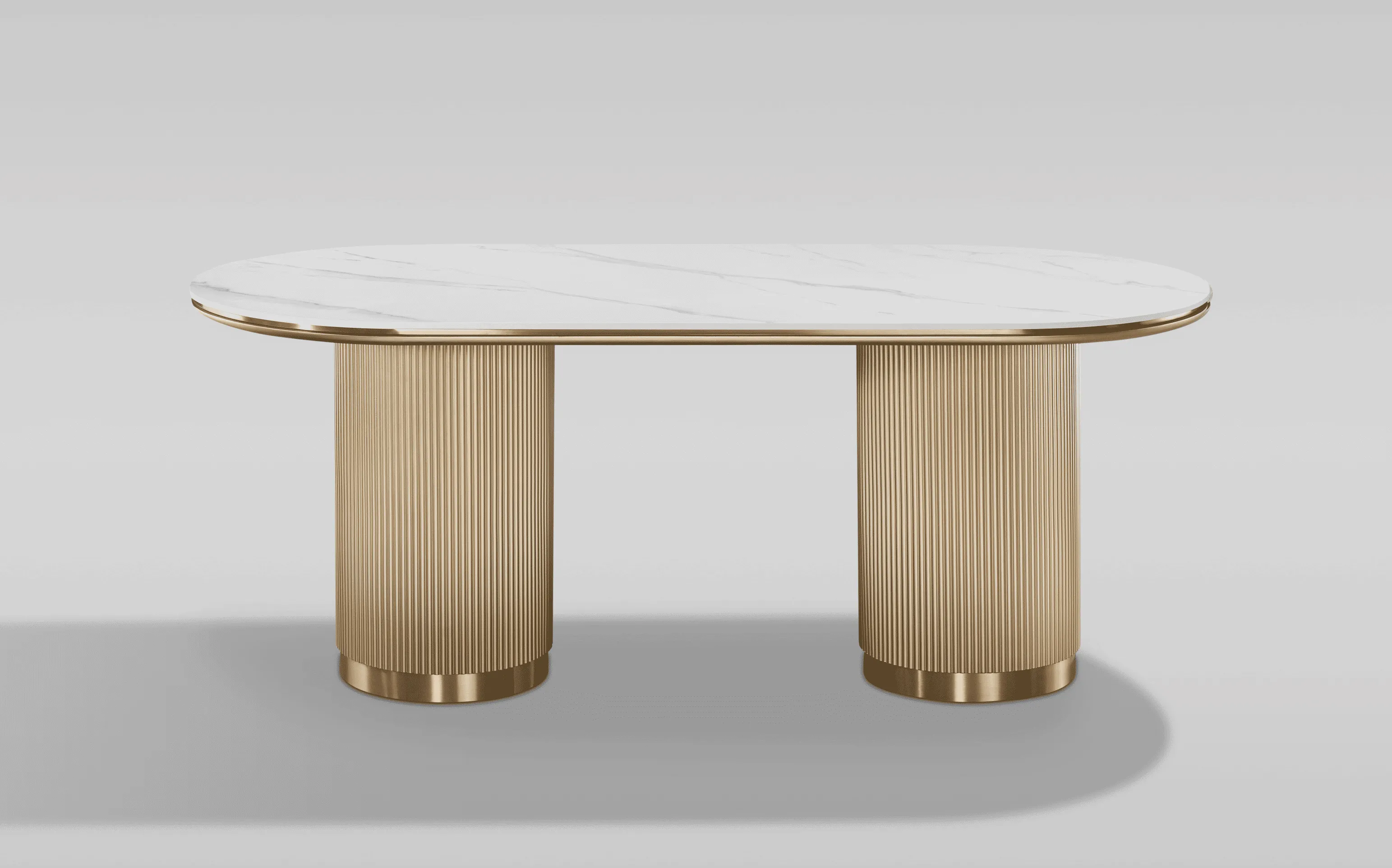 Ovalus valgomojo stalas STILI, aukso, 180x90x75 cm