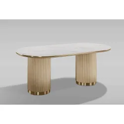 Ovalus valgomojo stalas STILI, aukso, 180x90x75 cm