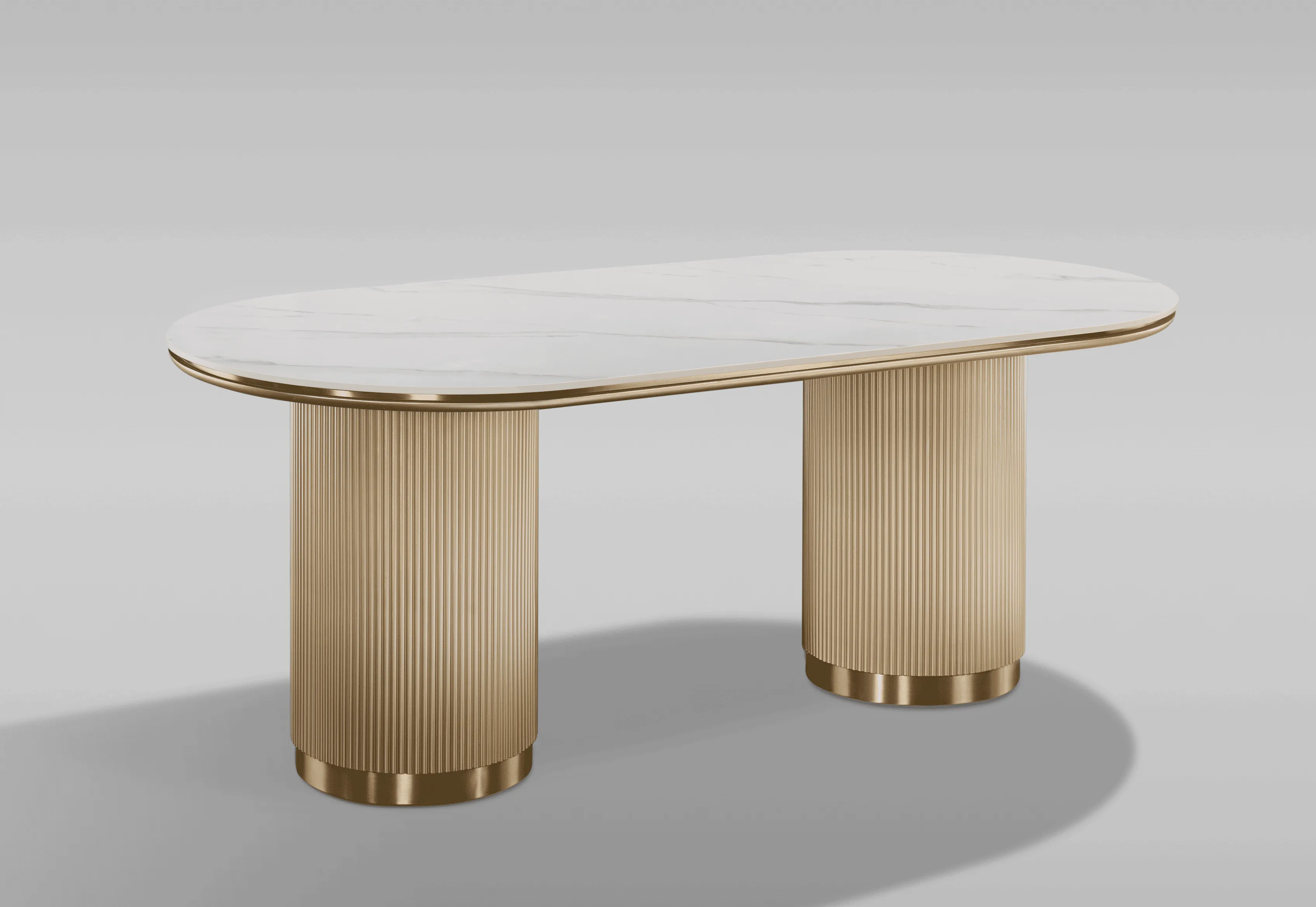 Ovalus valgomojo stalas STILI, aukso, 180x90x75 cm